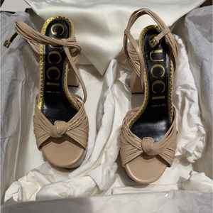 GUCCI Malaga Kid Knotted Strap Crawford Platform Sandals Size 37 Size 7 BNIB